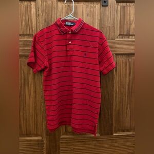 Ralph Lauren Red and Navy Striped Polo Shirt